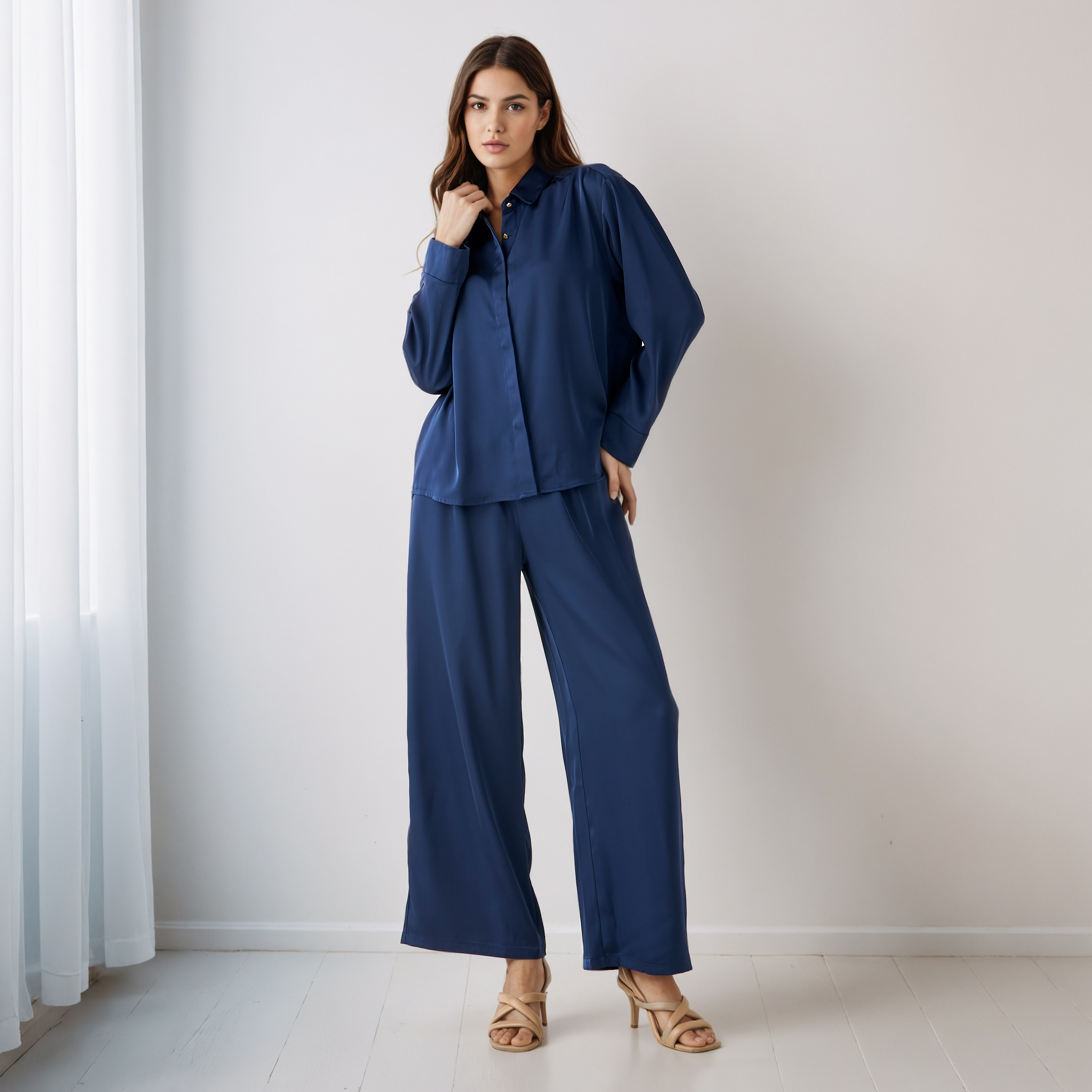 Coord Set Shirt & Wide Leg Pants