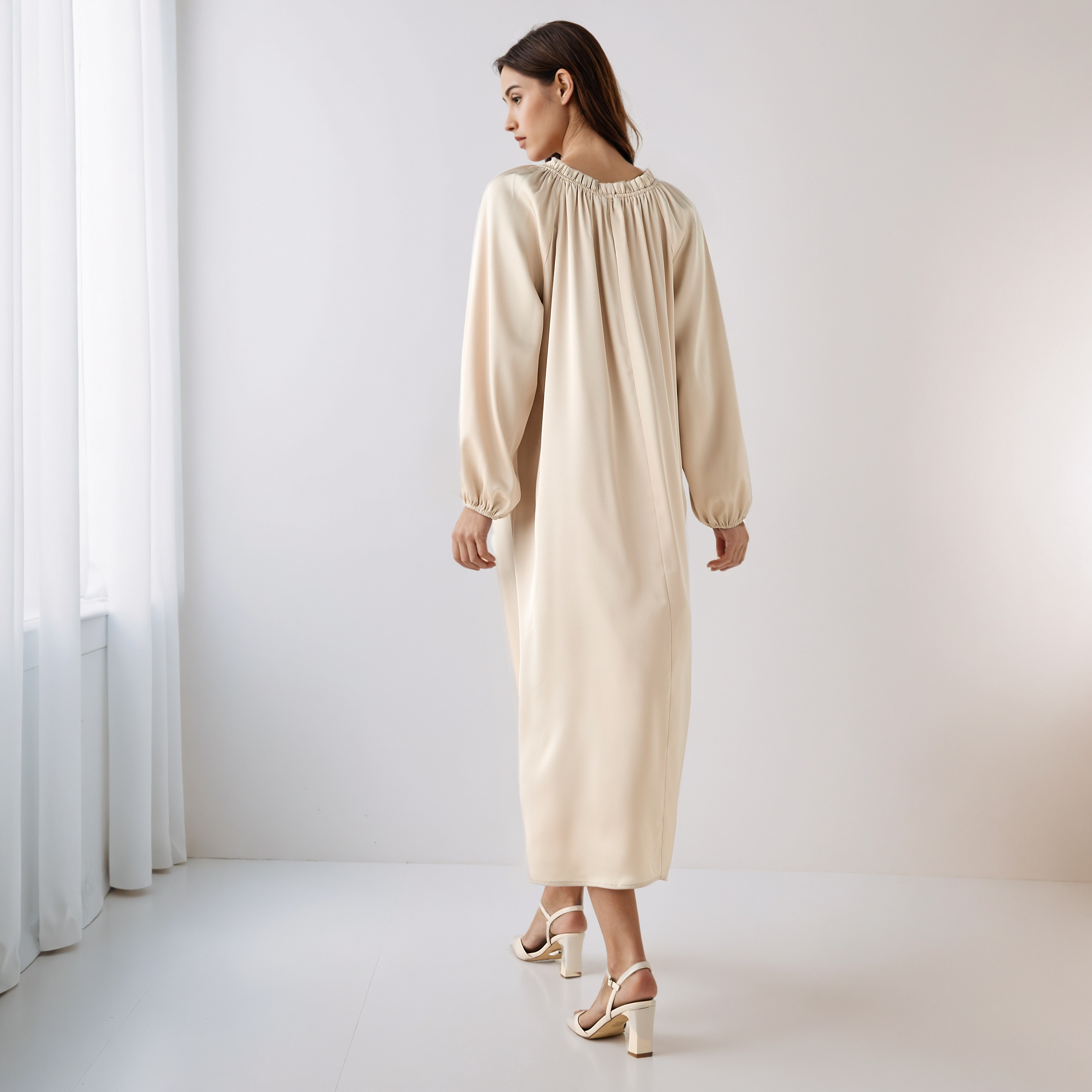 Shift Midi Dress with Tie-Ups
