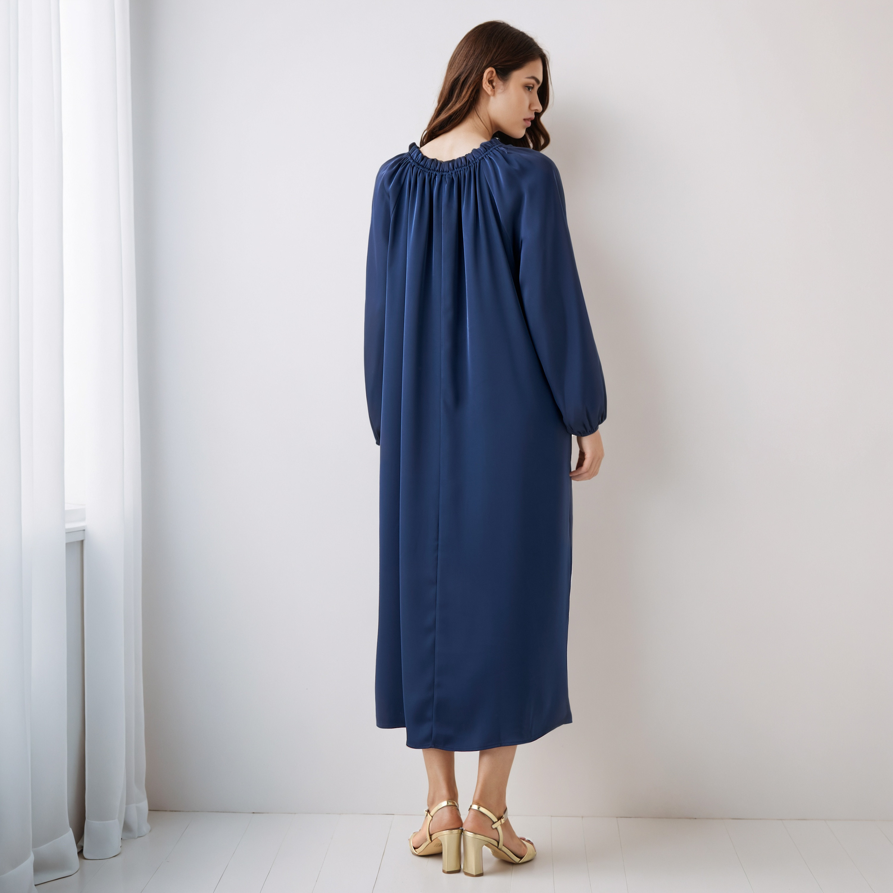 Shift Midi Dress with Tie-Ups
