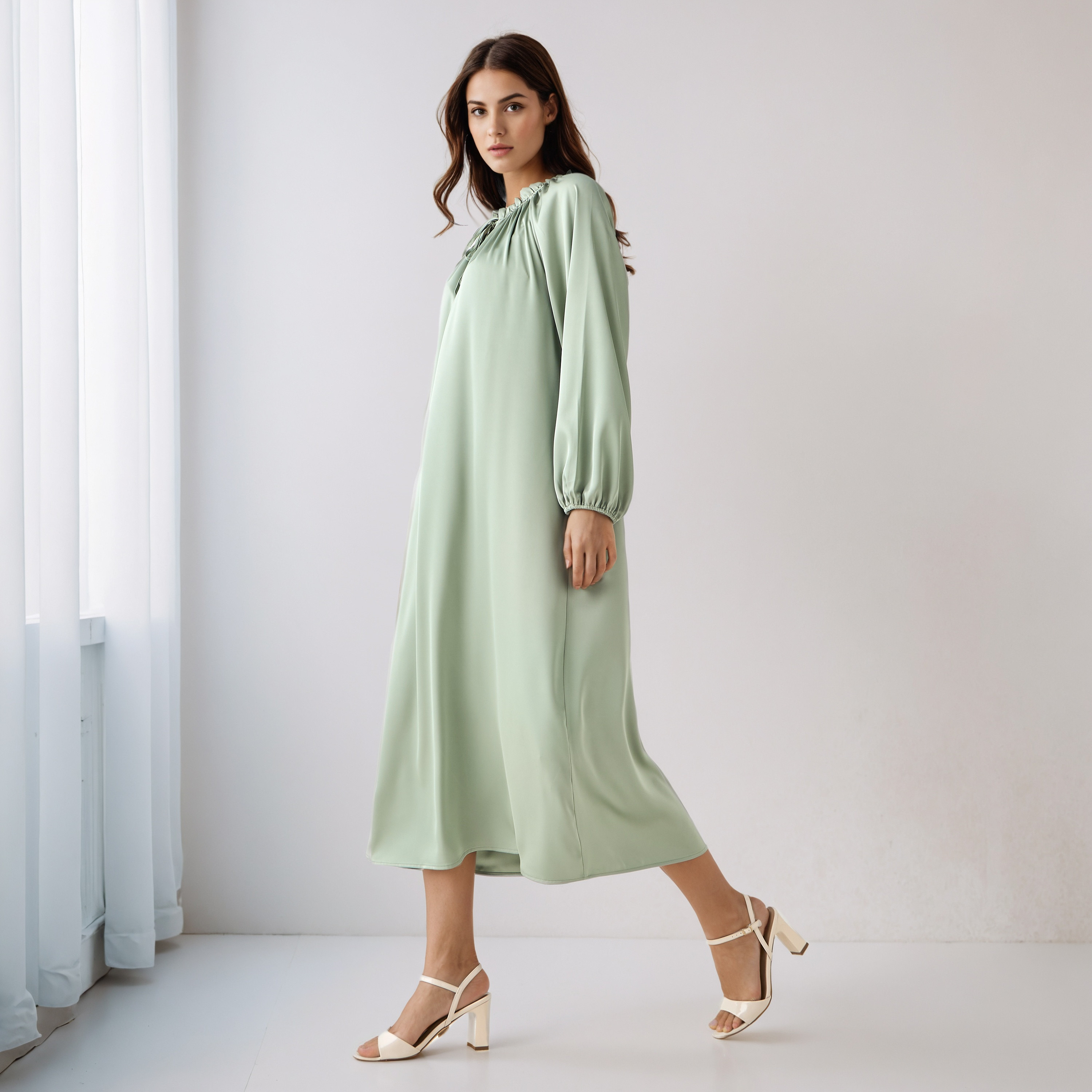 Shift Midi Dress with Tie-Ups