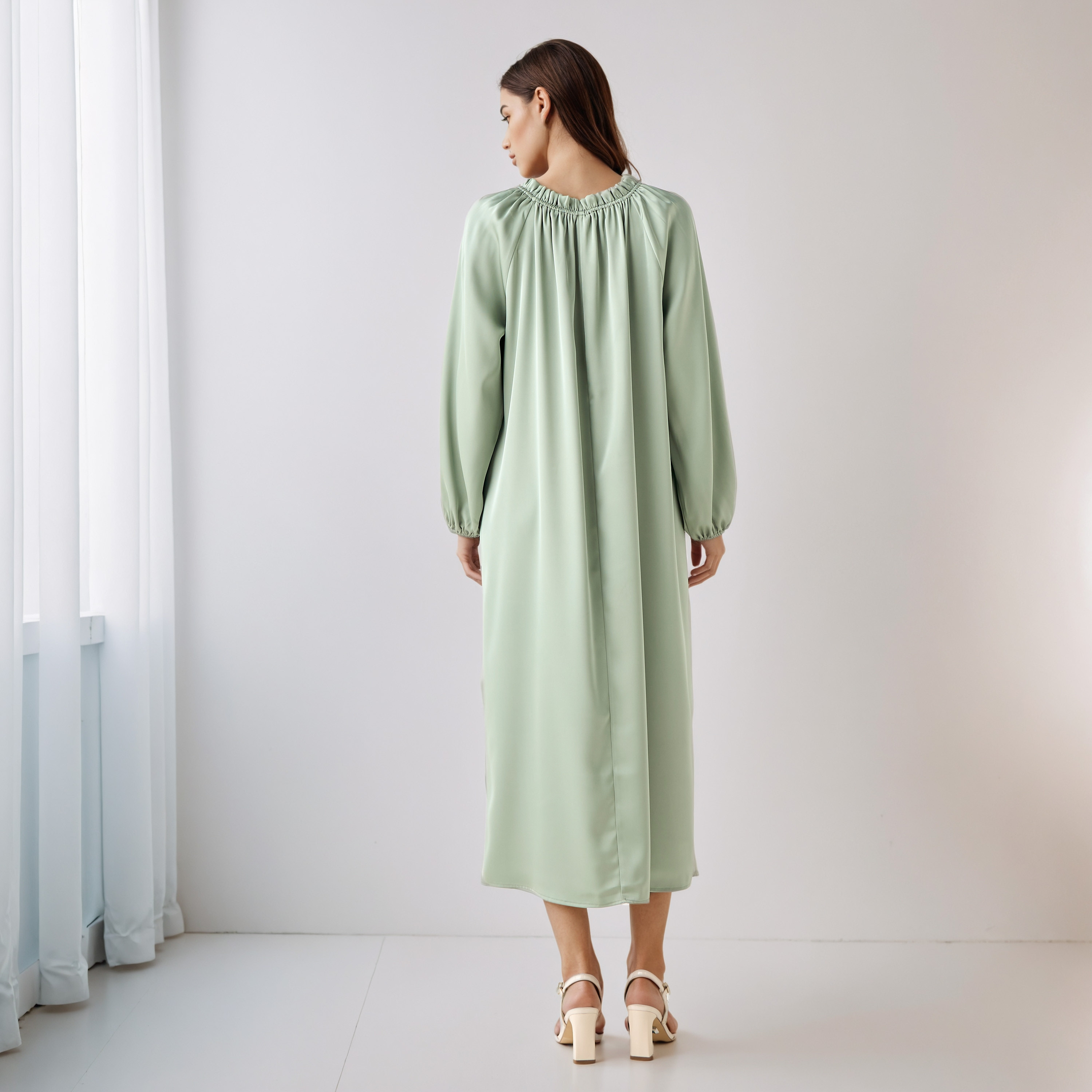 Shift Midi Dress with Tie-Ups