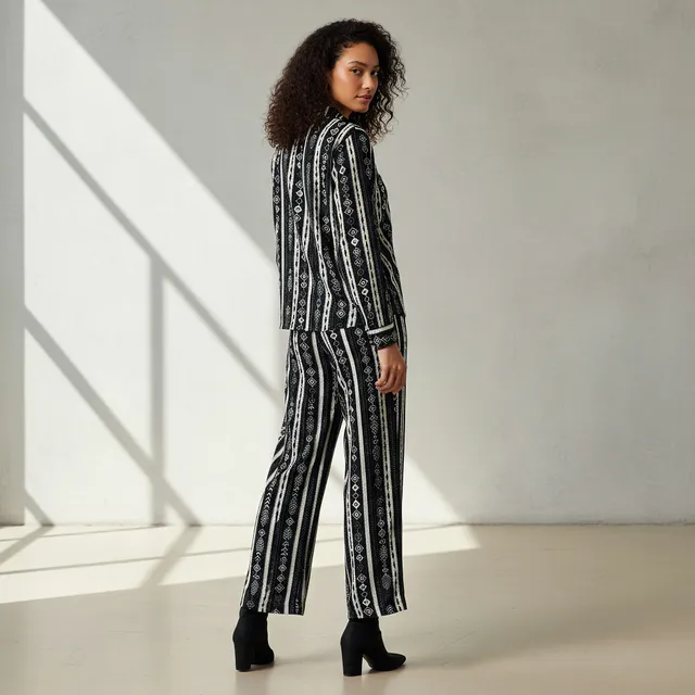 Printed Shirt & Wide Leg Pants Coord Set – image 3