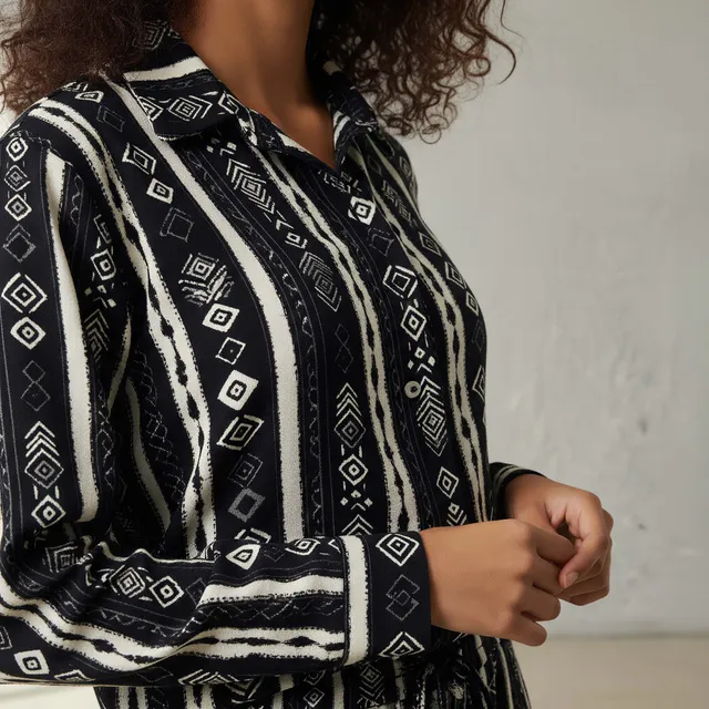 Printed Shirt & Wide Leg Pants Coord Set – image 5
