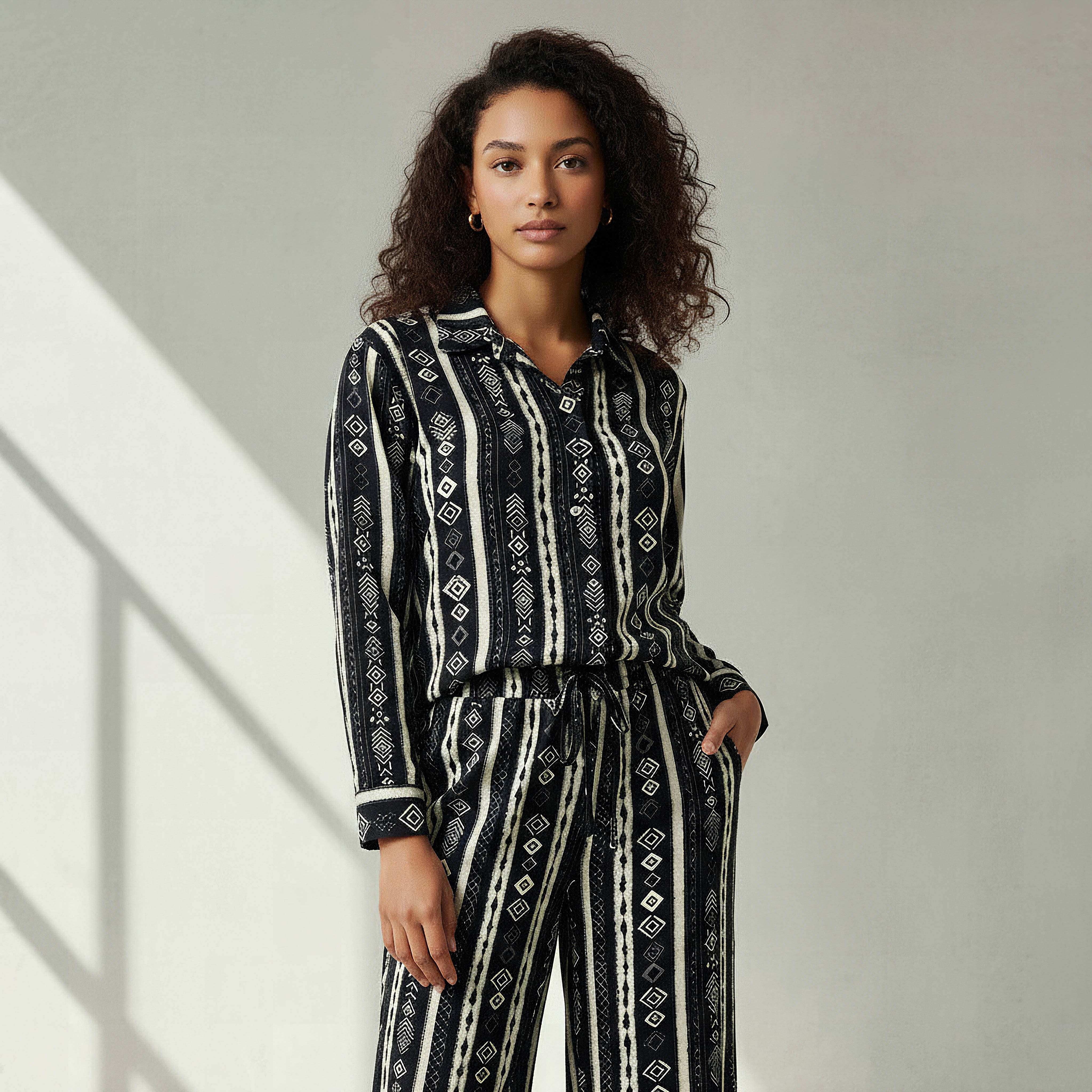 Coord Set with Shirt & Wide Leg Pants