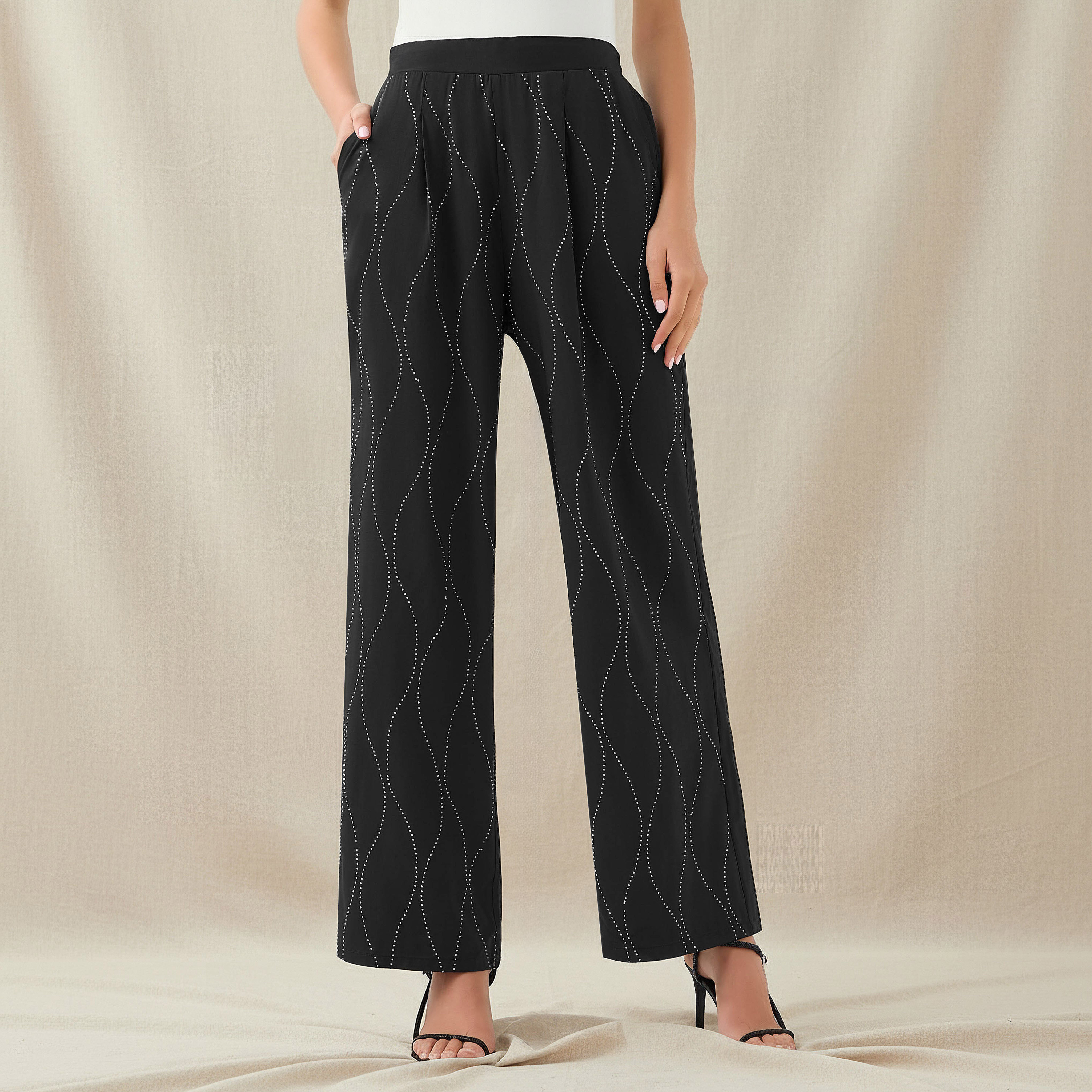 Embellished Wide-Leg Trousers
