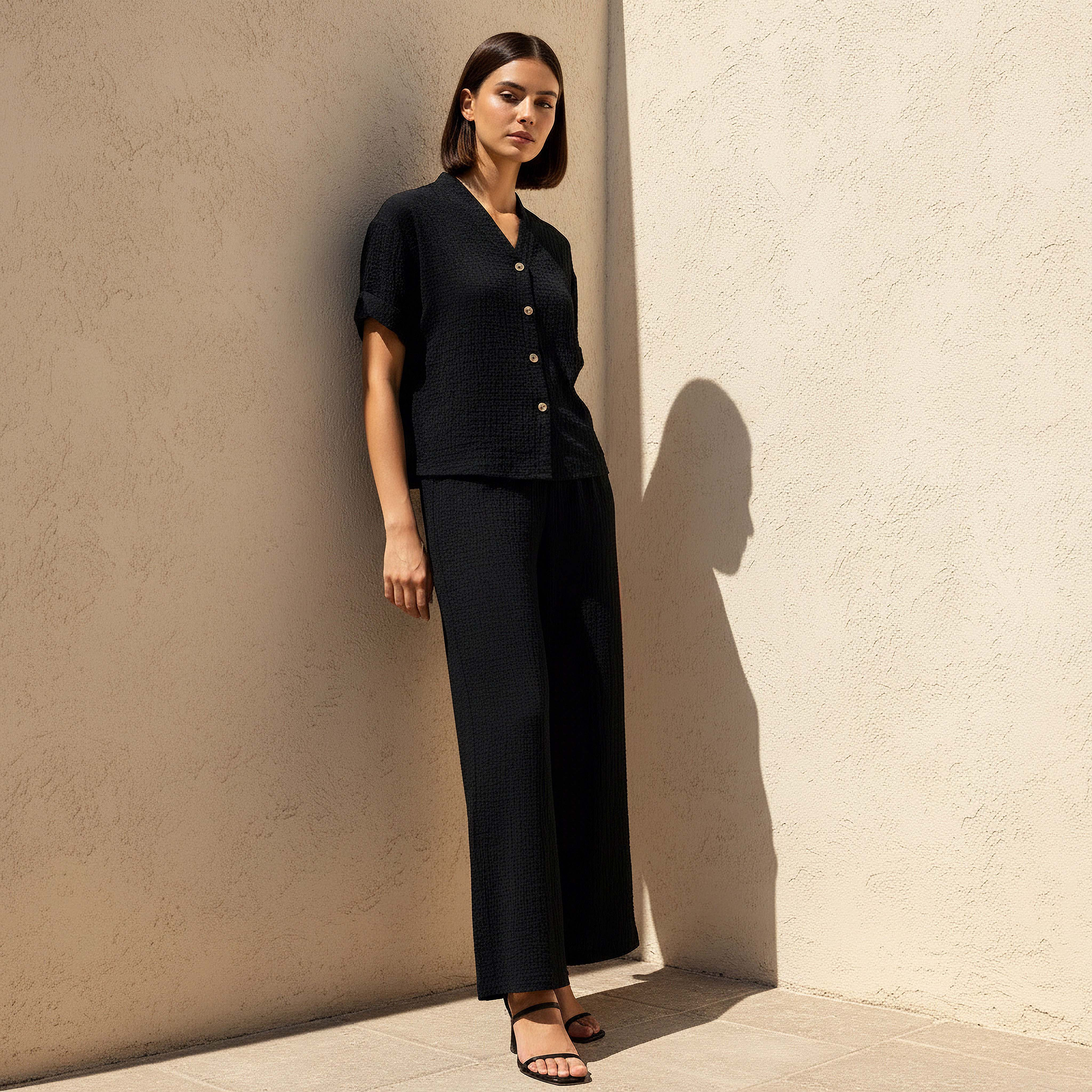 Coord Set Shirt & Wide Leg Pants
