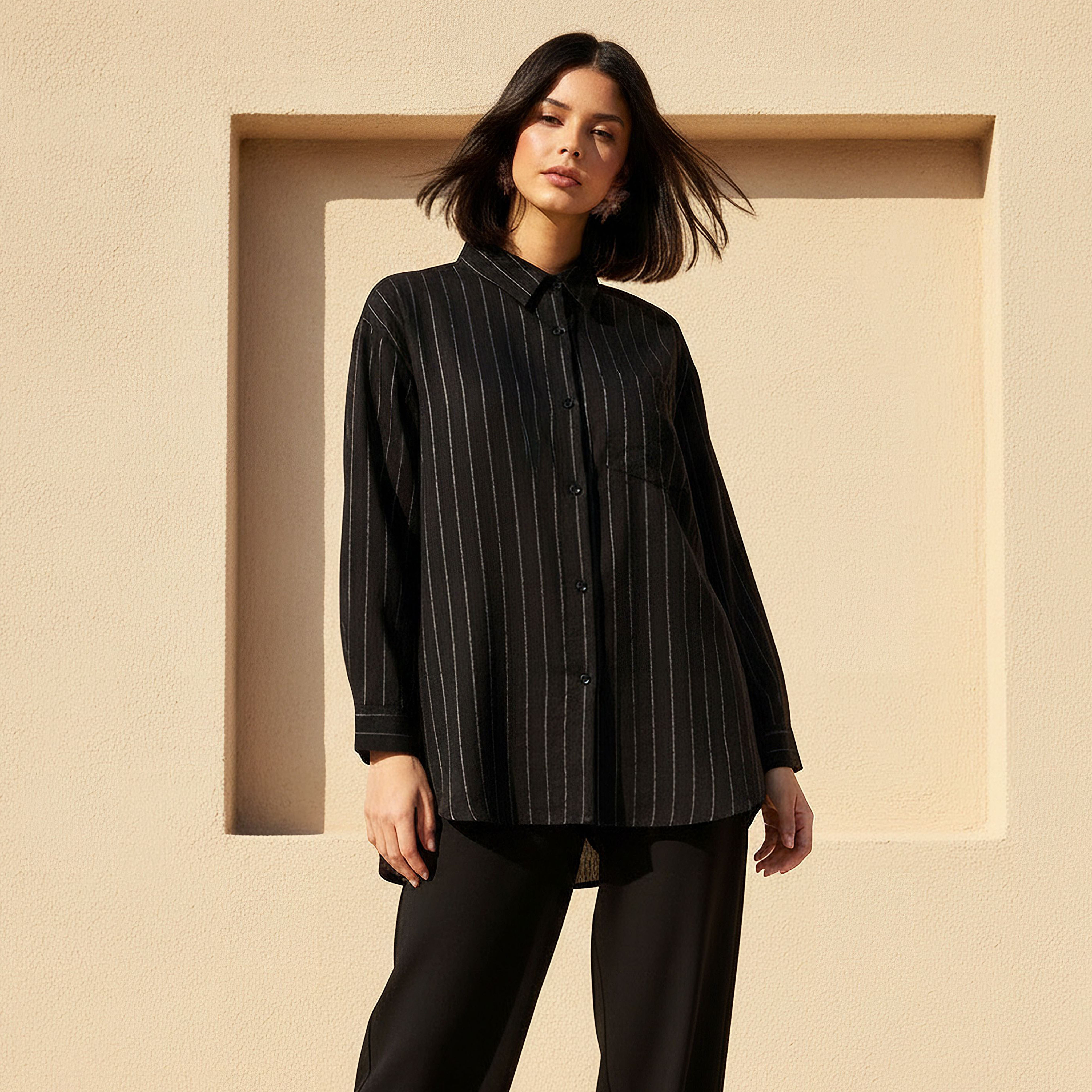 Longline High-Low Striped Shirt
