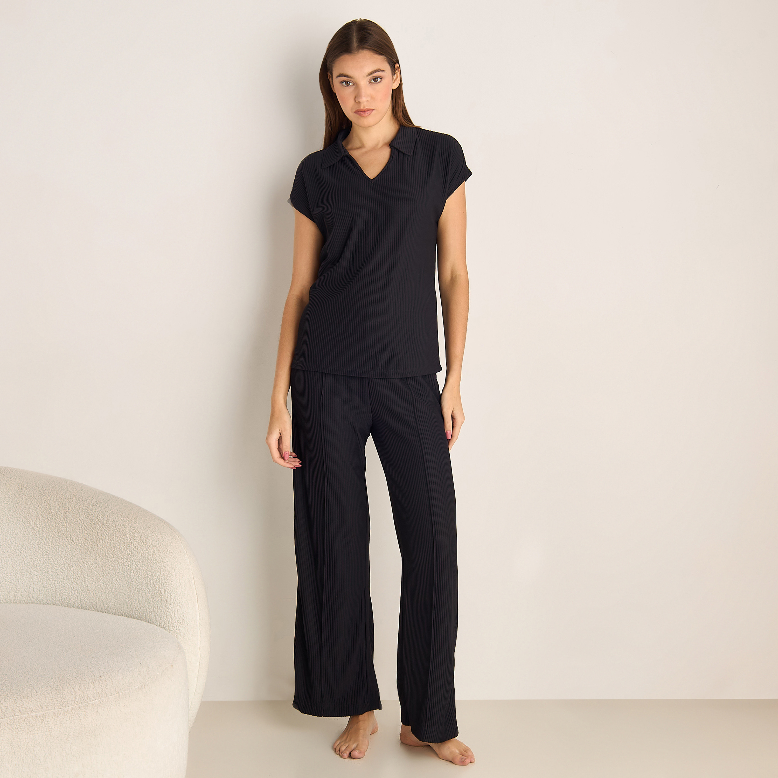 Textured Knit Top and Bottom Co-ord set