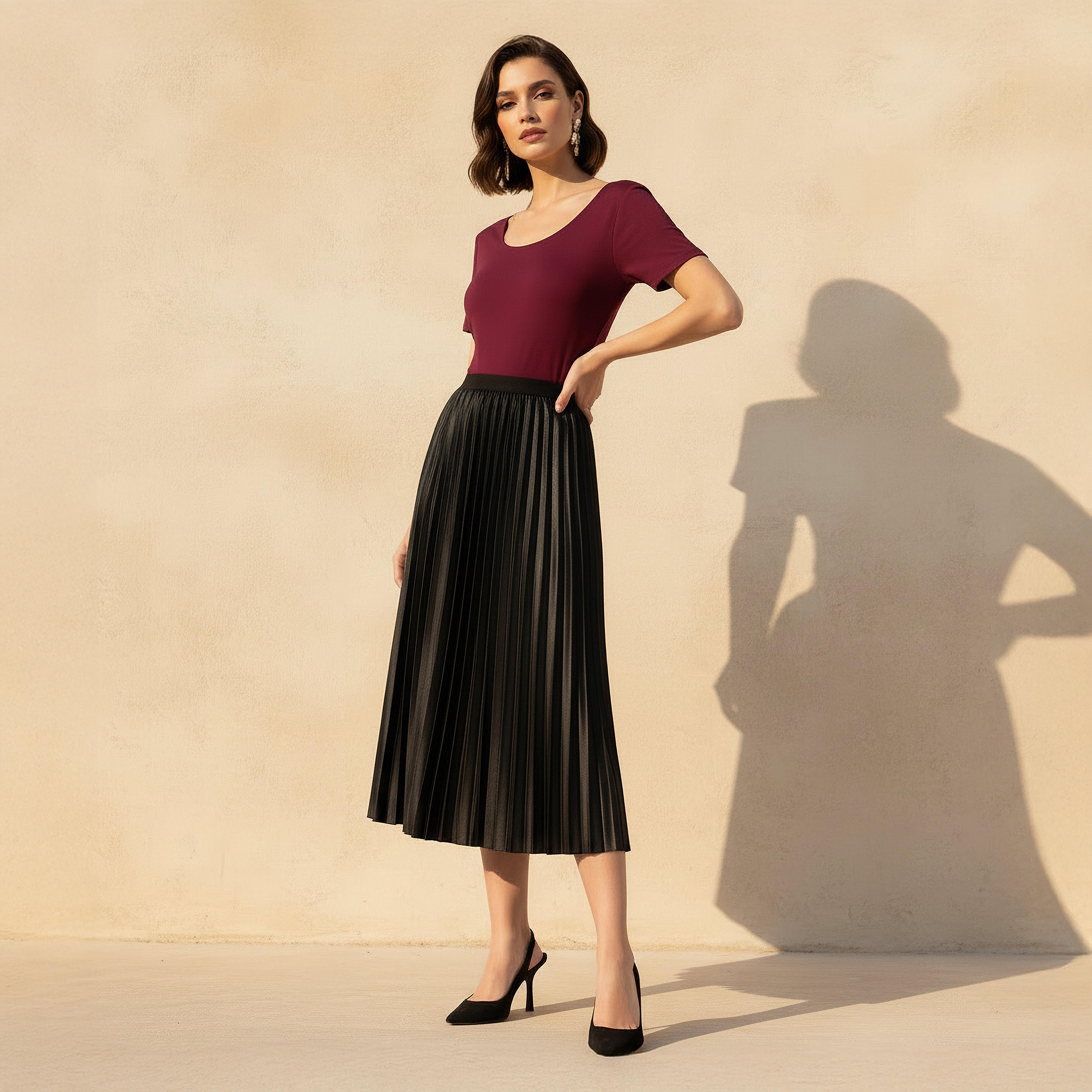 Pleated Midi Skirt
