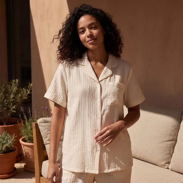 Splash Fav Viscose Textured Shirt and Pyjama Set – image 4