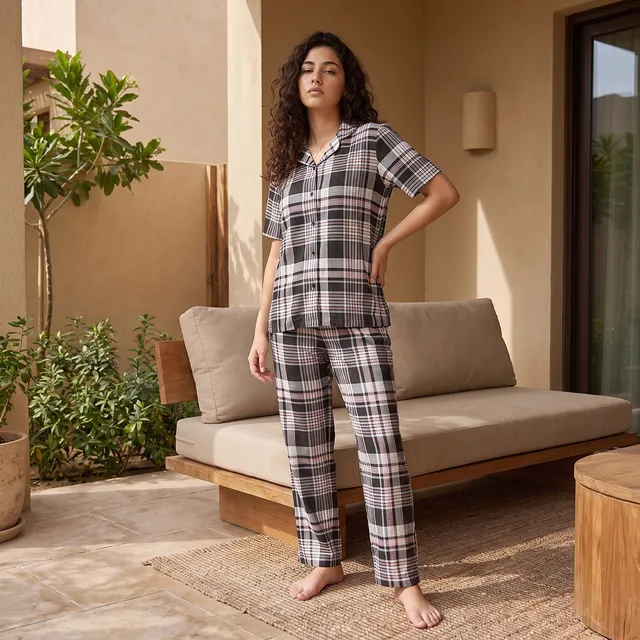 Pyjama Set Button Down Shirt & Trousers Viscose – image 2