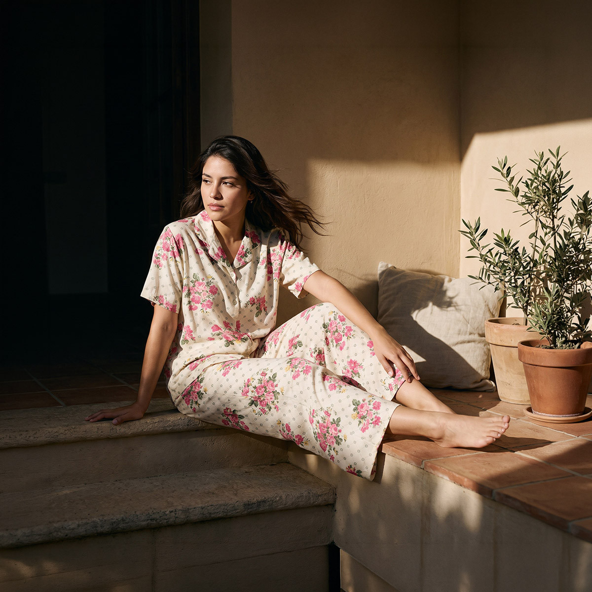 Pyjama Set Button Down Shirt & Trousers Viscose