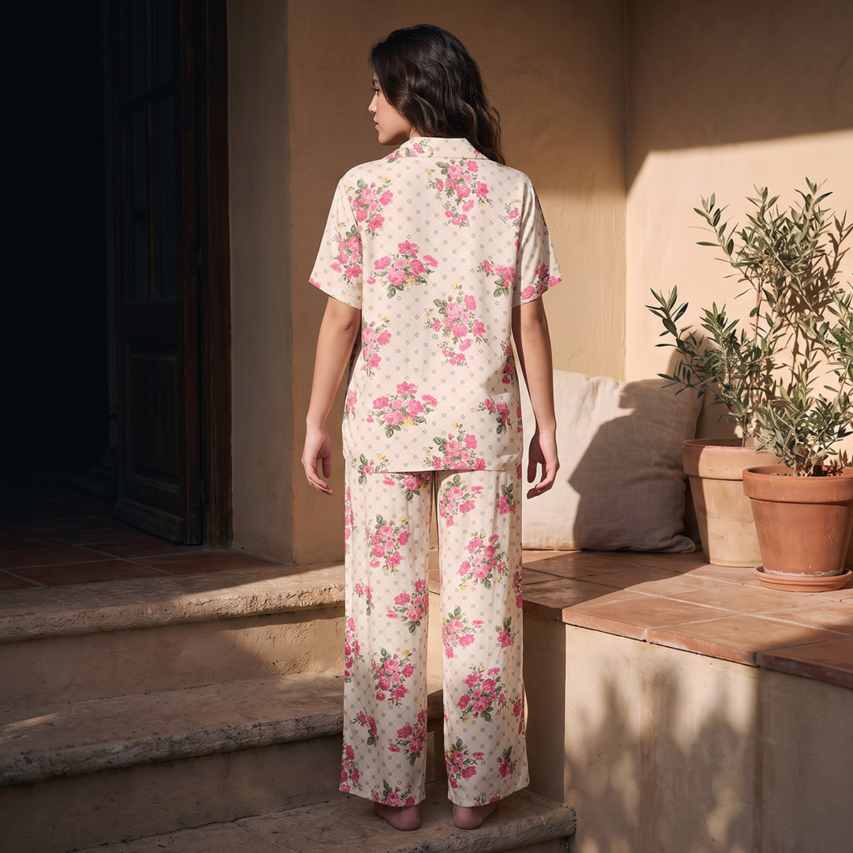 Pyjama Set Button Down Shirt & Trousers Viscose