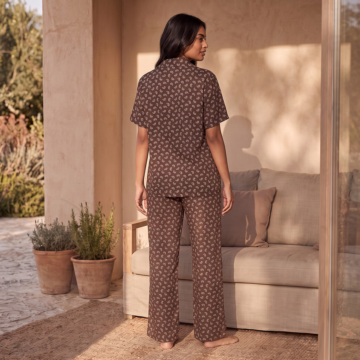 Pyjama Set Button Down Shirt & Trousers Viscose