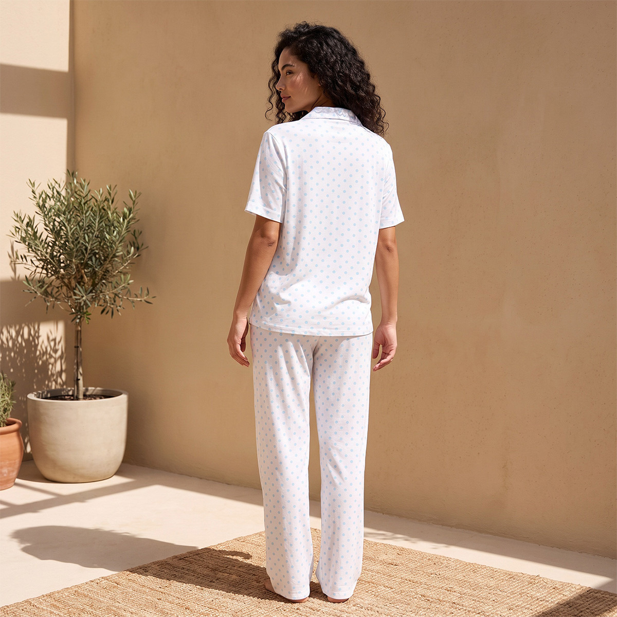 Splash Fav Viscose Polka Dot Print Shirt and Pyjama Set