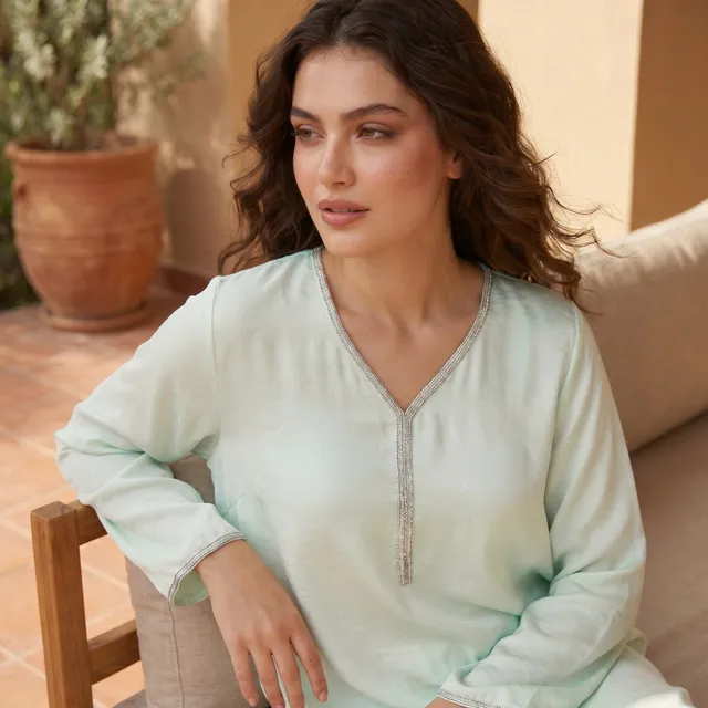 Splash Fav Long Sleeves Embellished Night Gown – image 6