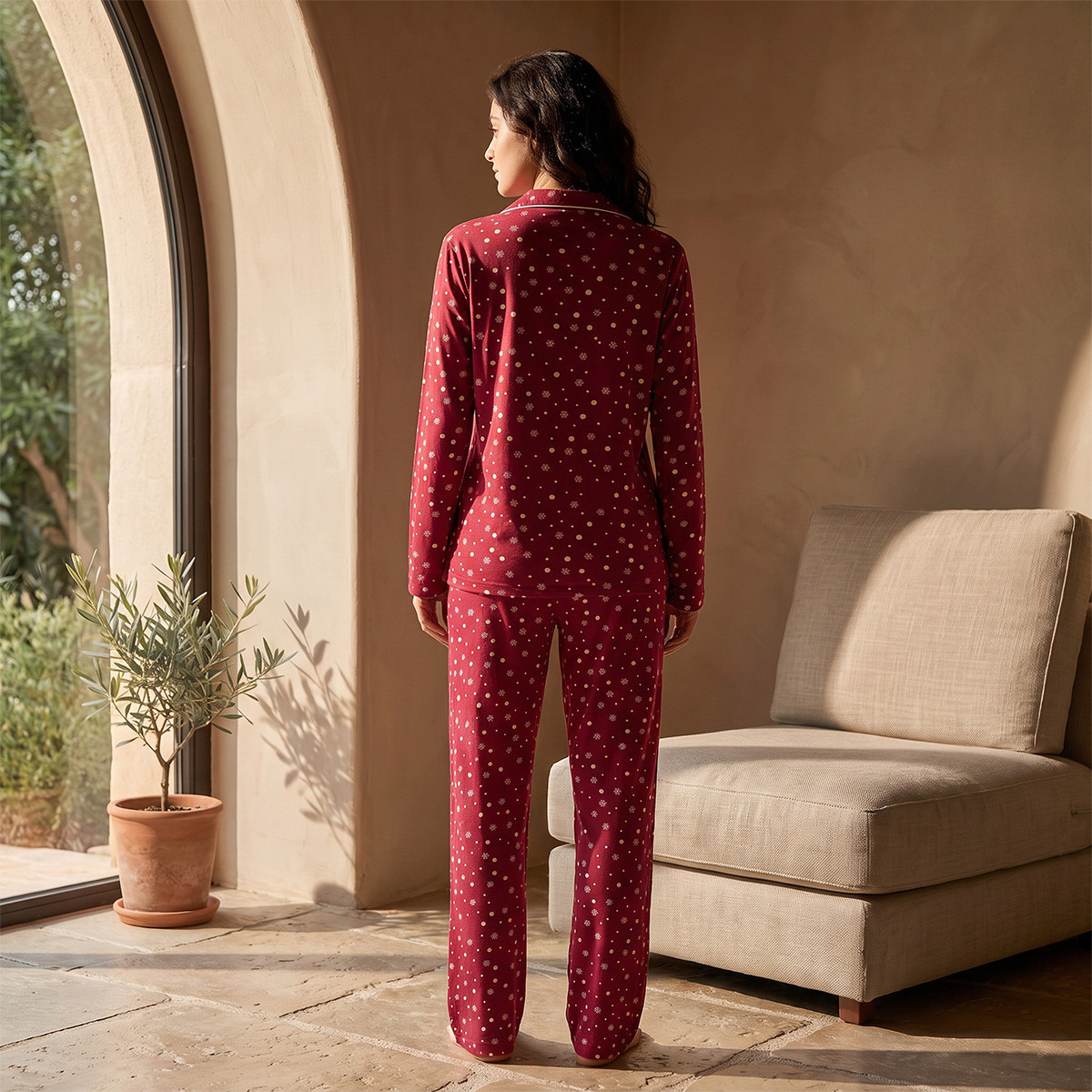 Splash Fav Printed Button-Down Shirt and Pyjamas Set