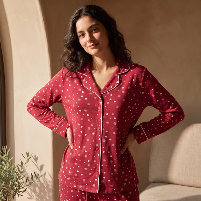 Splash Fav Printed Button-Down Shirt and Pyjamas Set – image 4