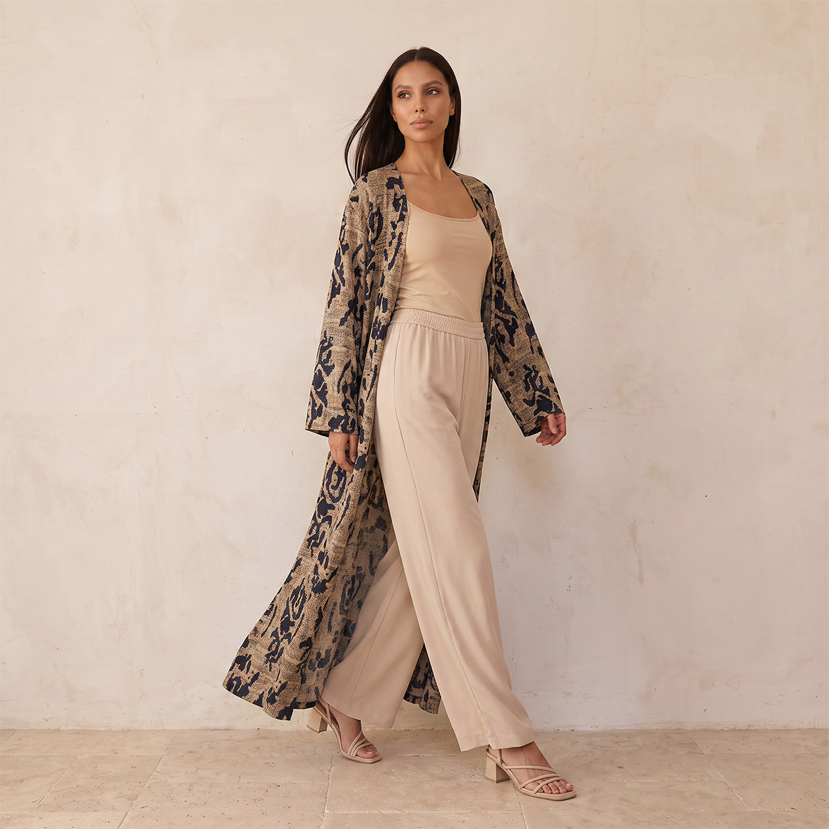 Splash Fav Abstract Print Longline Kimono Shrug