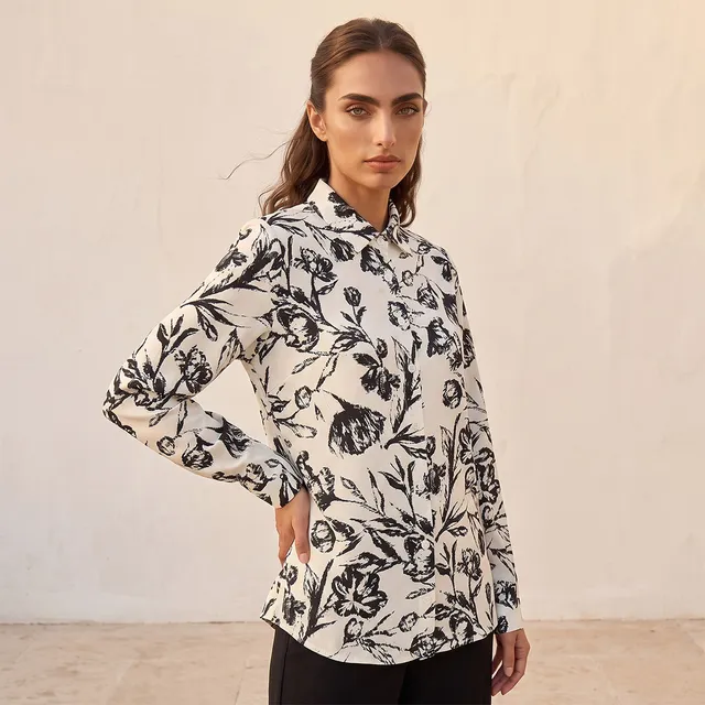 Splash Fav Floral Print Shirt with High Low Hem