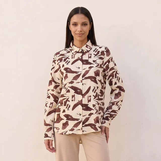 Splash Fav Abstract Print Shirt with High Low Hem