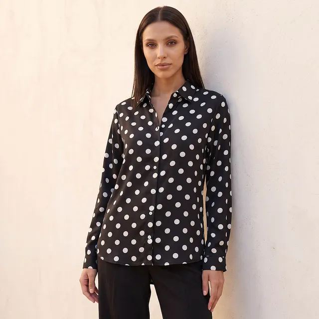 Splash Fav Polka Dot Print Shirt with High Low Hem