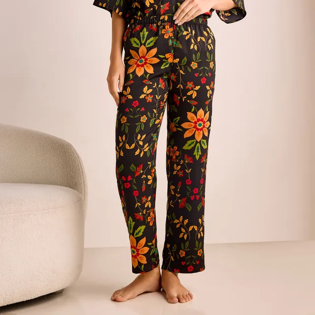 Floral Print Satin Top and Pyjama Set – image 4