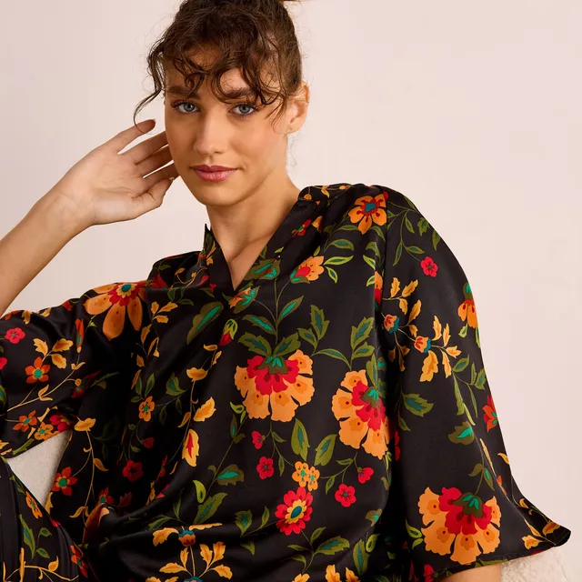 Floral Print Satin Top and Pyjama Set – image 5