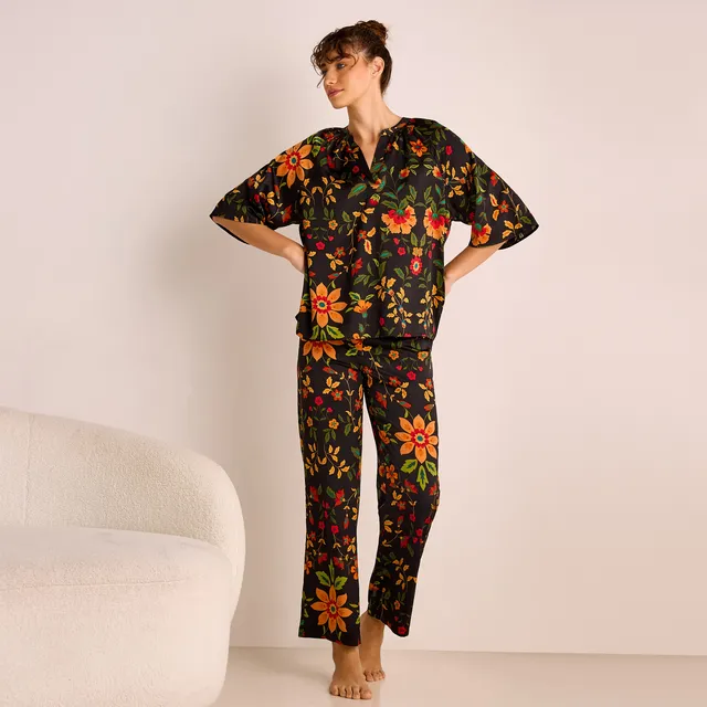 Floral Print Satin Top and Pyjama Set – image 7