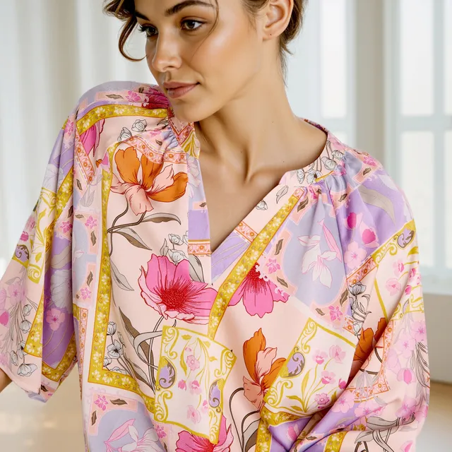 Floral Print Satin Top and Pyjama Set – image 5
