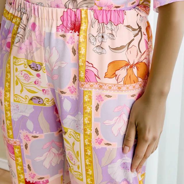 Floral Print Satin Top and Pyjama Set – image 6