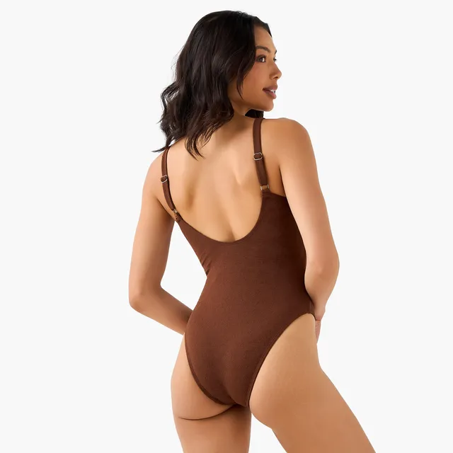 Women's Textured One-Piece Swimsuit with Ring Detail – image 4