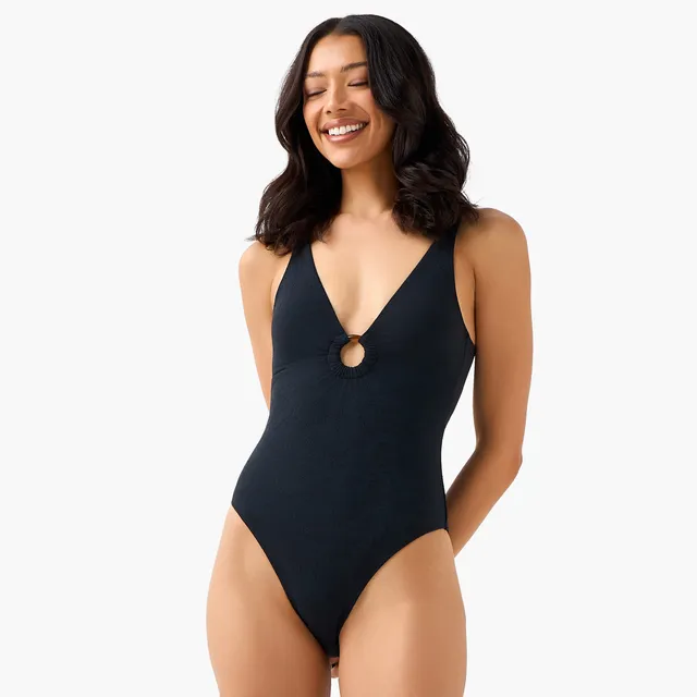 Women's Textured One-Piece Swimsuit with Ring Detail – image 3