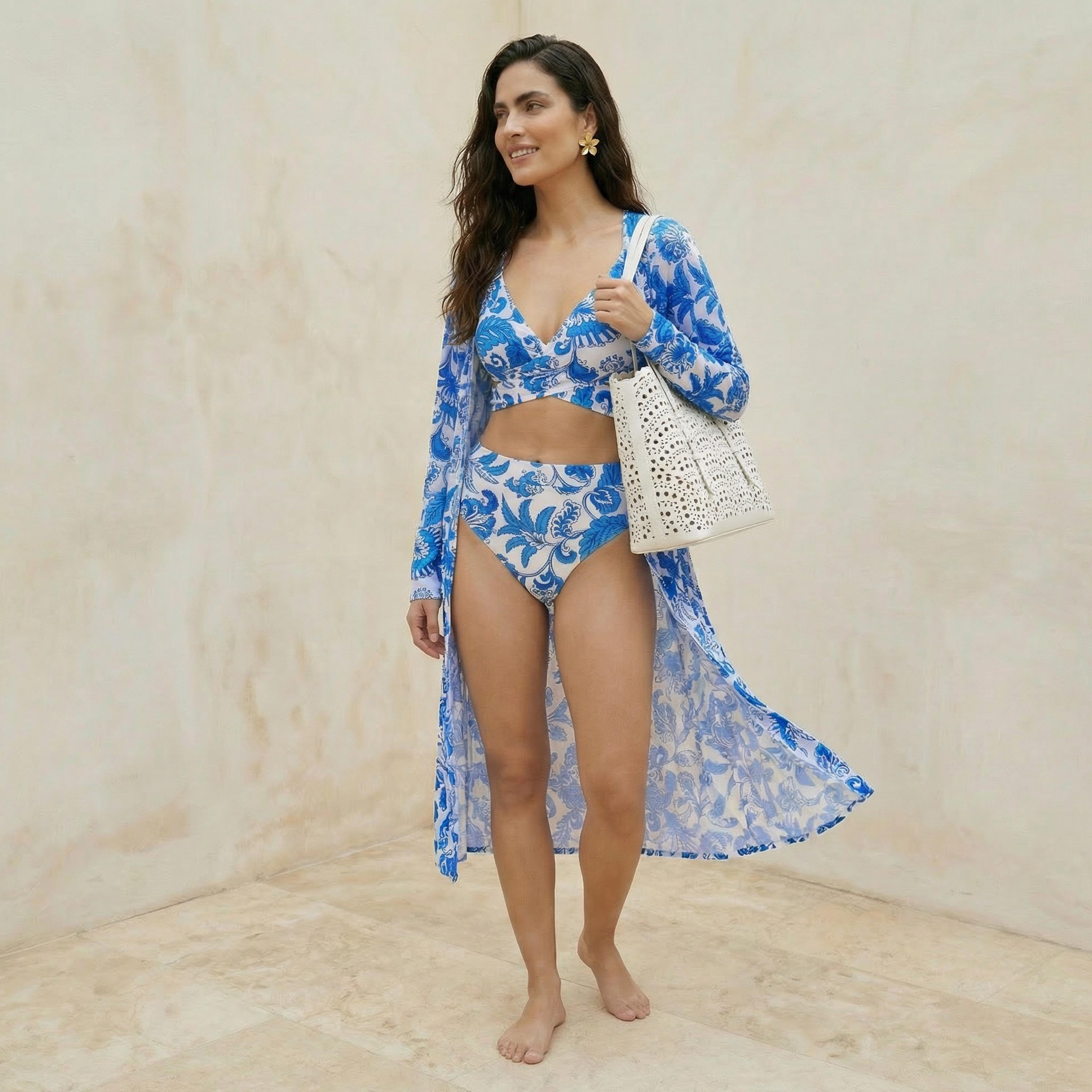 Women's Printed Bikini with Cover-Up Set
