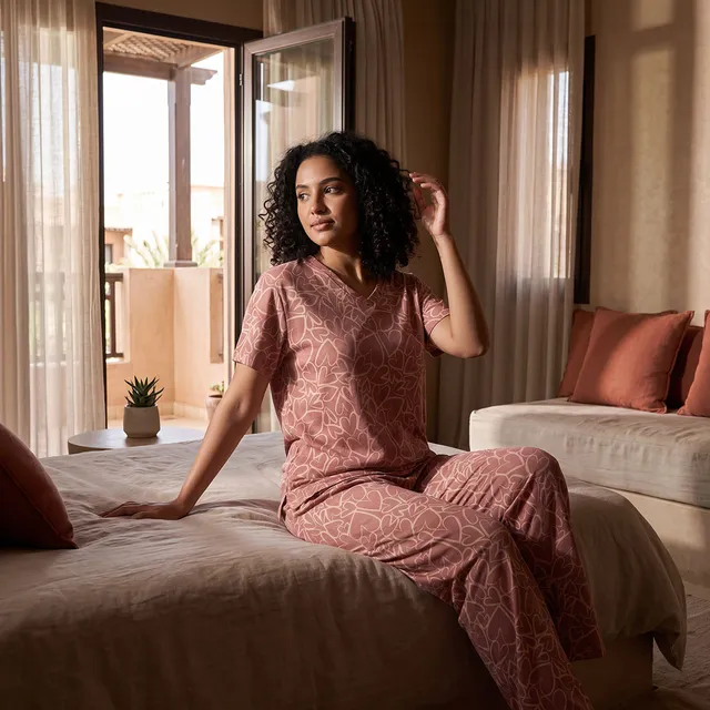 Pyjama Set V-neck T-shirt & Trousers Cotton