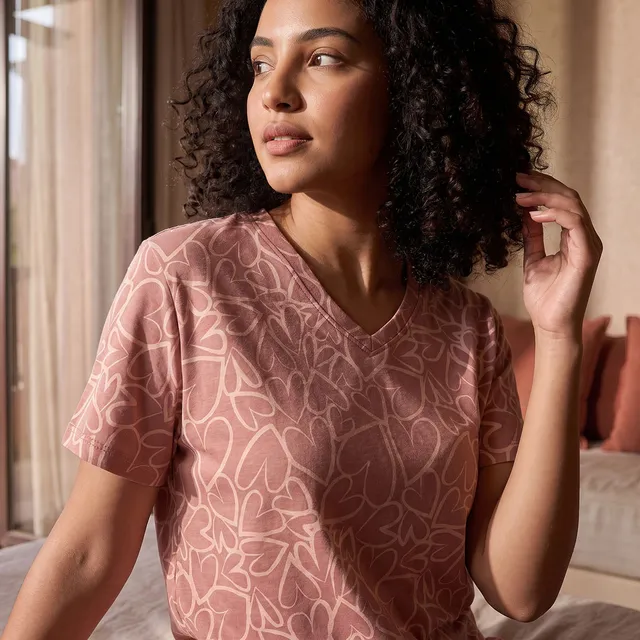 Pyjama Set V-neck T-shirt & Trousers Cotton – image 6