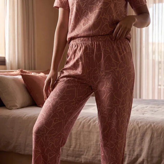 Pyjama Set V-neck T-shirt & Trousers Cotton – image 7