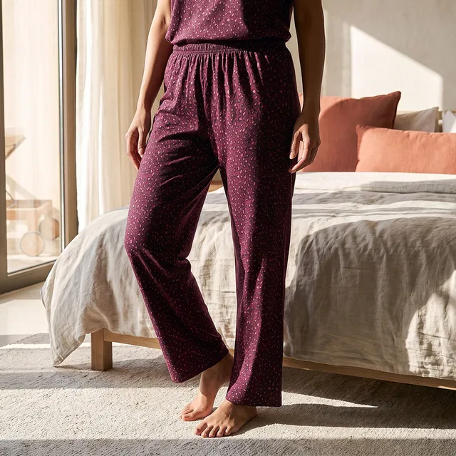 Animal Print Pyjama Set V-neck T-shirt & Trousers Cotton – image 5