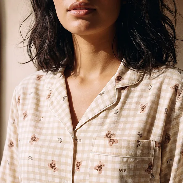 Splash Intimates Viscose Teddy Bear Print Button-Down Shirt and Pyjama Set – image 6