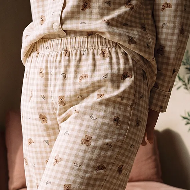 Splash Intimates Viscose Teddy Bear Print Button-Down Shirt and Pyjama Set – image 7