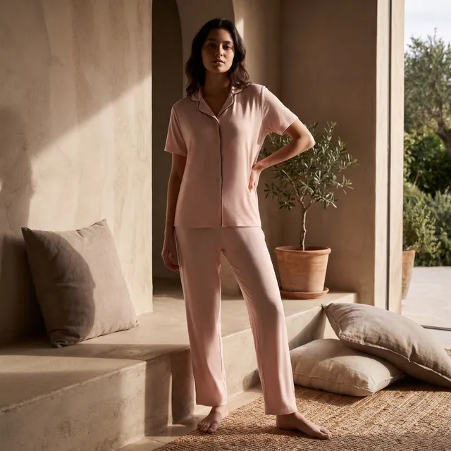Splash Intimates Piping Accent Button Down Shirt and Pyjama Set – image 4