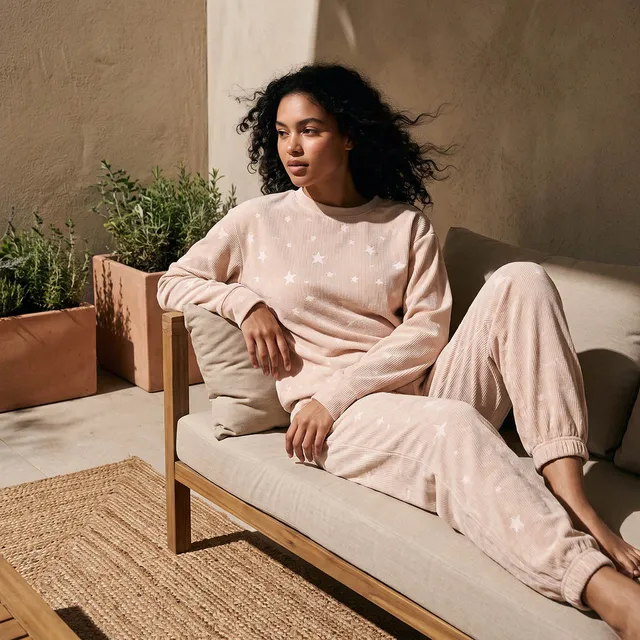 Pyjama Set Jacquard Top & Trousers