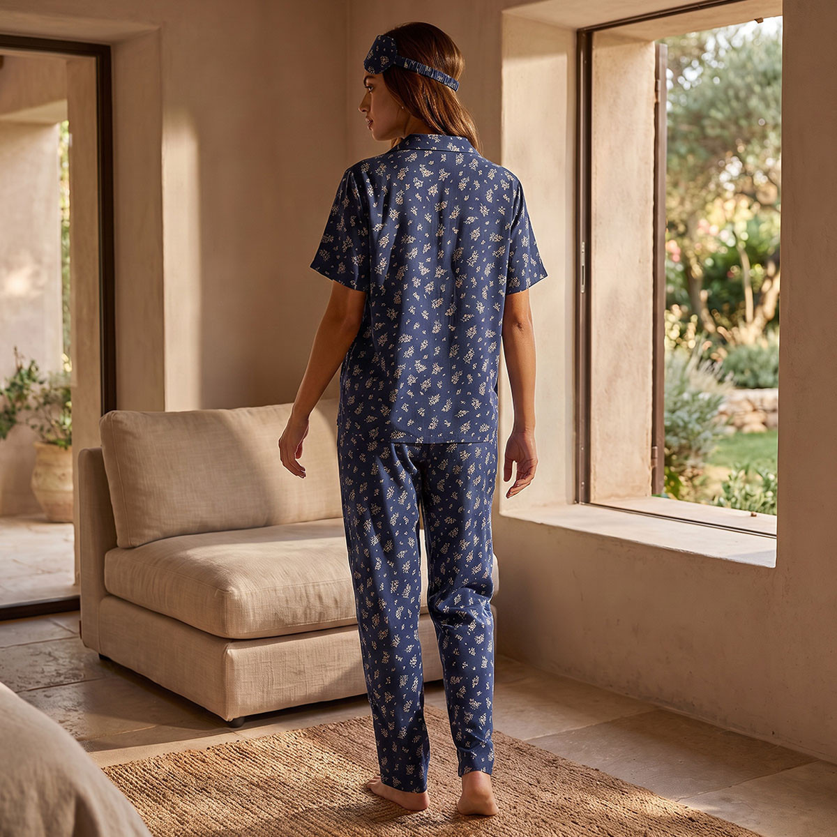 Splash Intimates Floral Print Shirt and Pyjama Set with Eye Mask