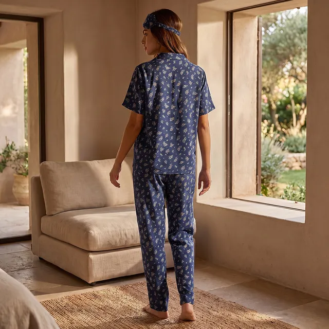 Splash Intimates Floral Print Shirt and Pyjama Set with Eye Mask – image 3