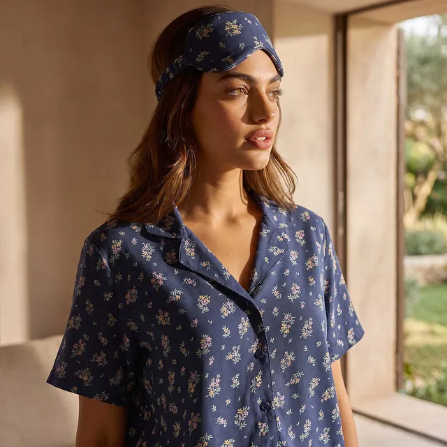 Splash Intimates Floral Print Shirt and Pyjama Set with Eye Mask – image 6