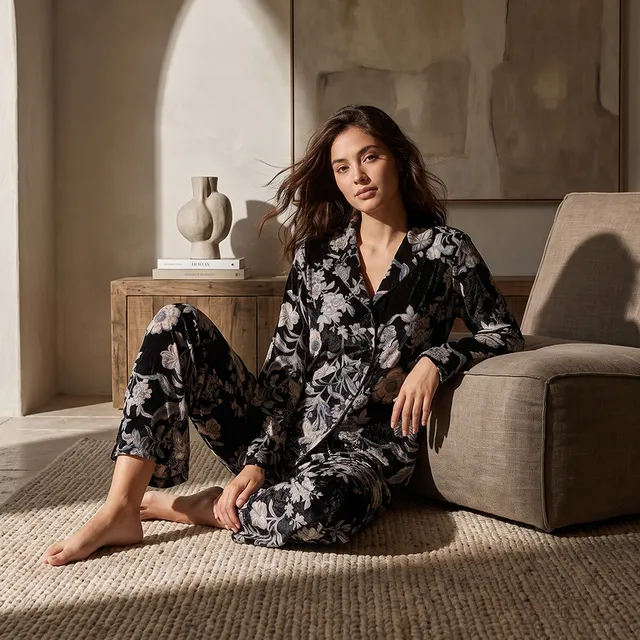 Splash Intimates Floral Print Shirt and Pyjama Set