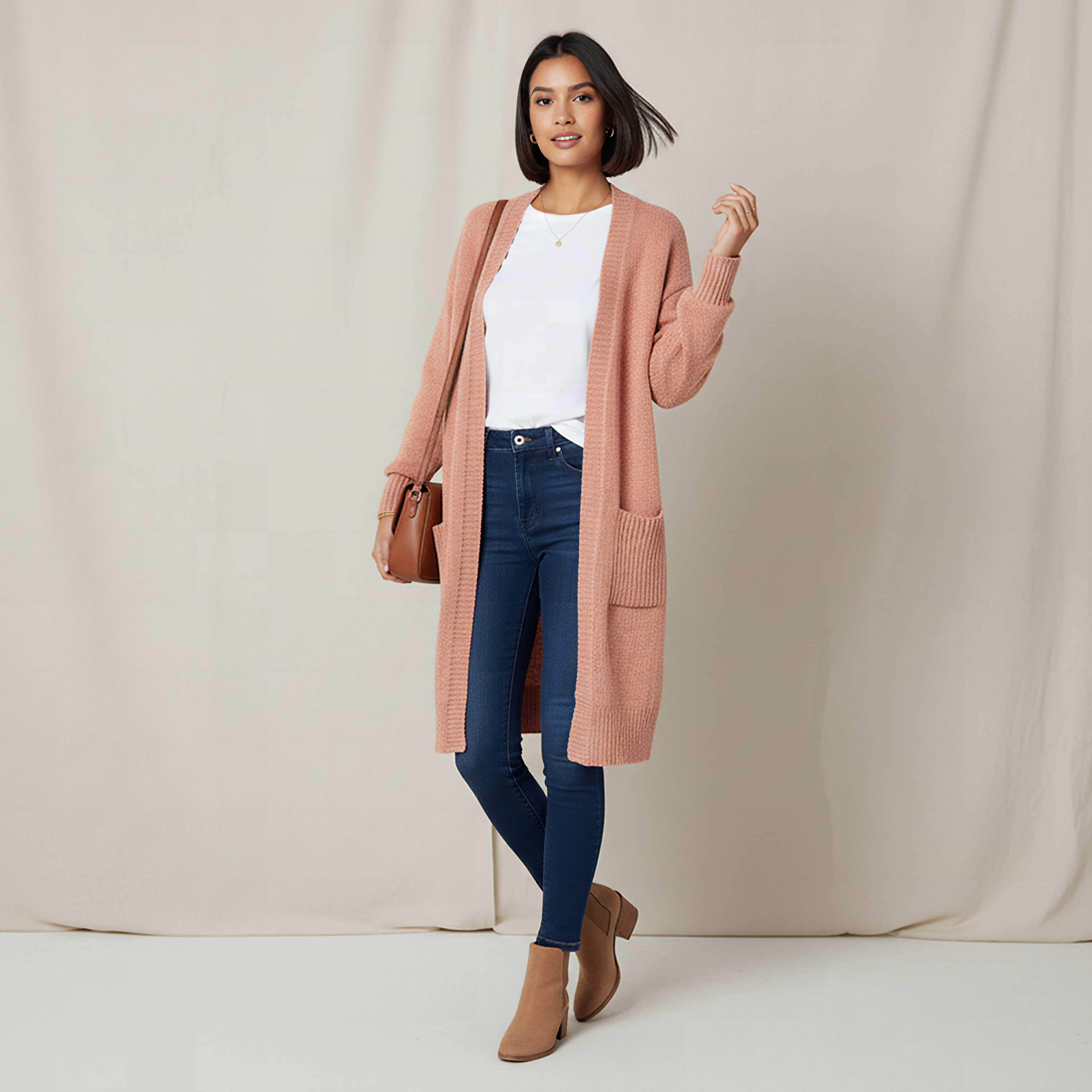 2Xtremz Longline Open Front Chenille Cardigan