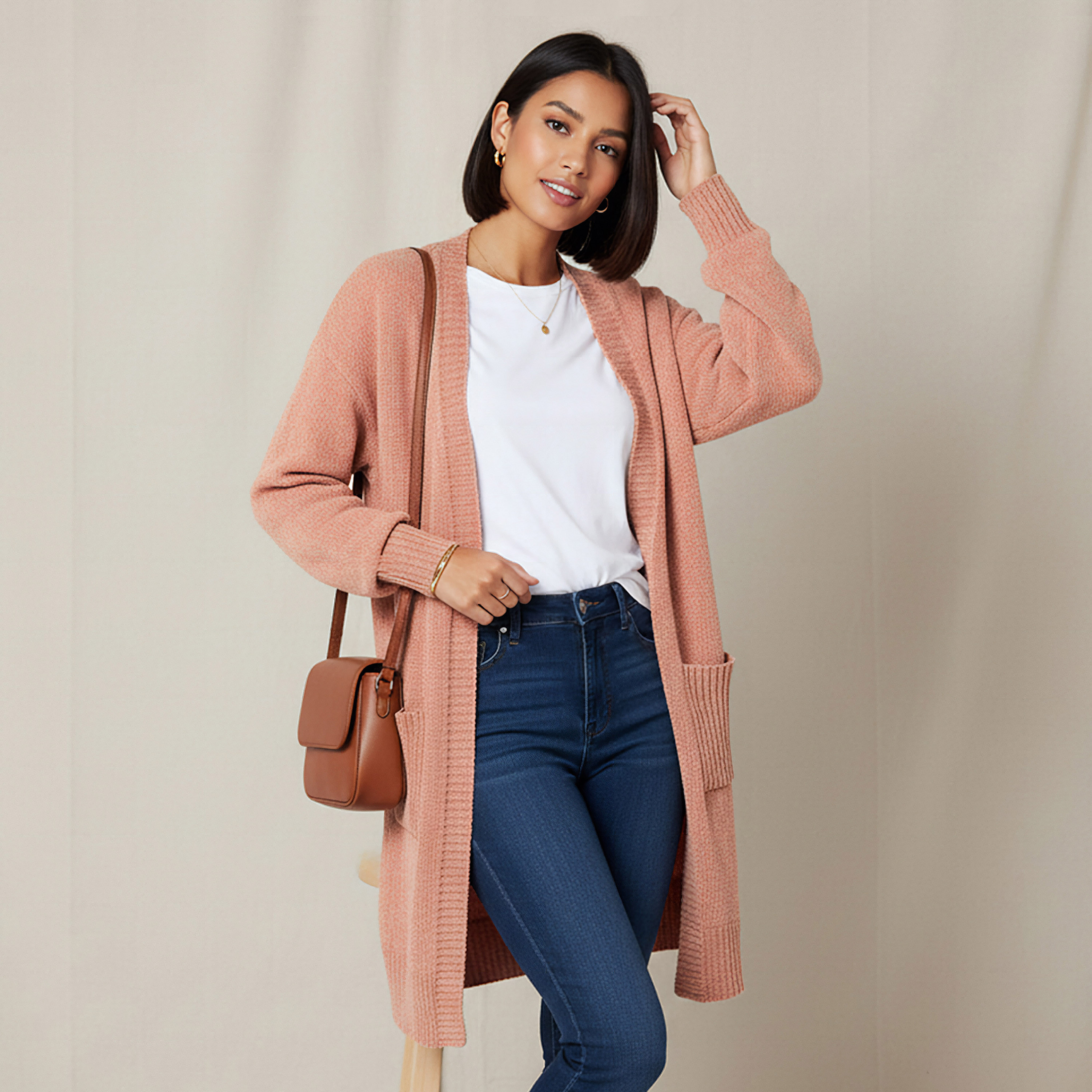 2Xtremz Longline Open Front Chenille Cardigan