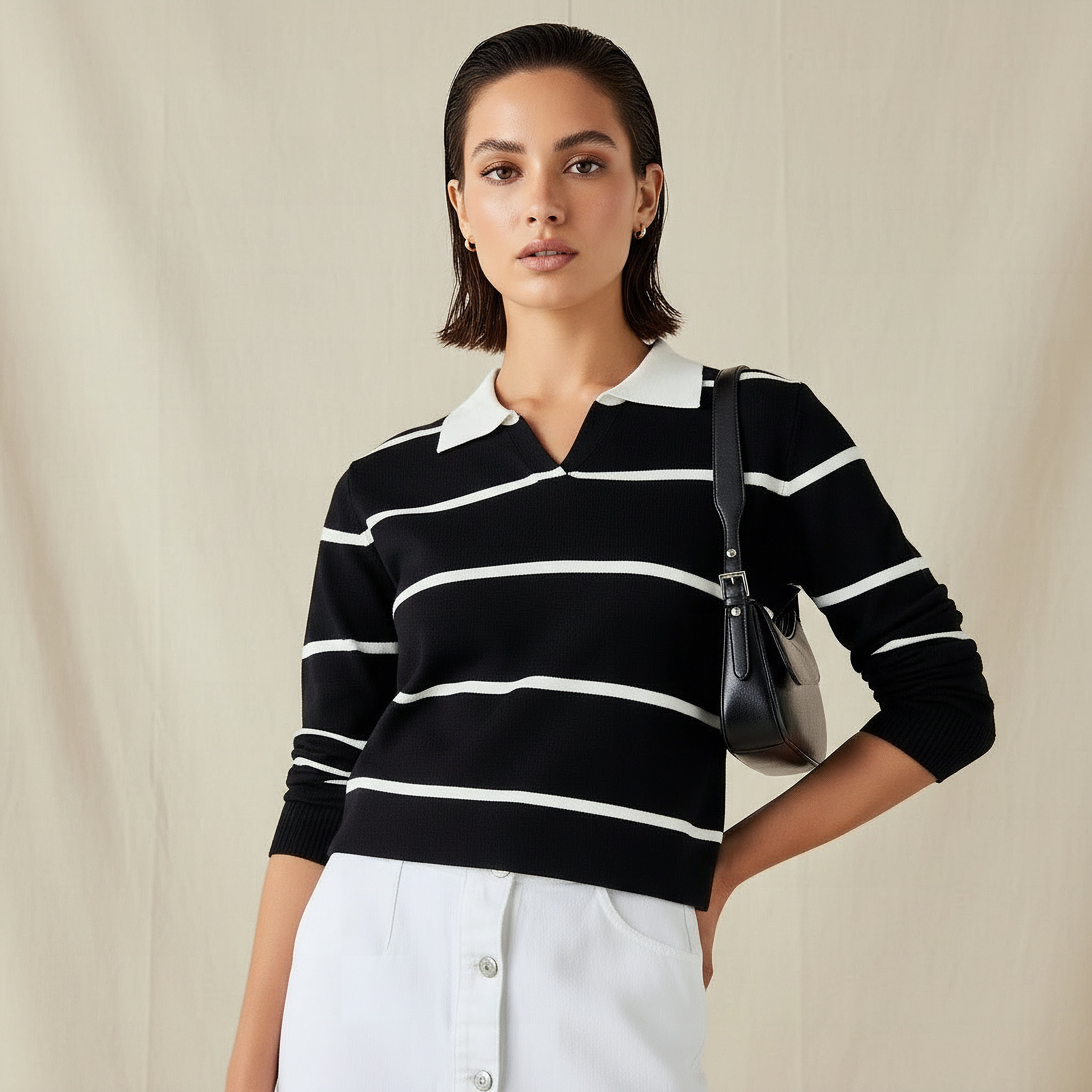 2Xtremz Regular Fit Striped Collared Tricot Sweater