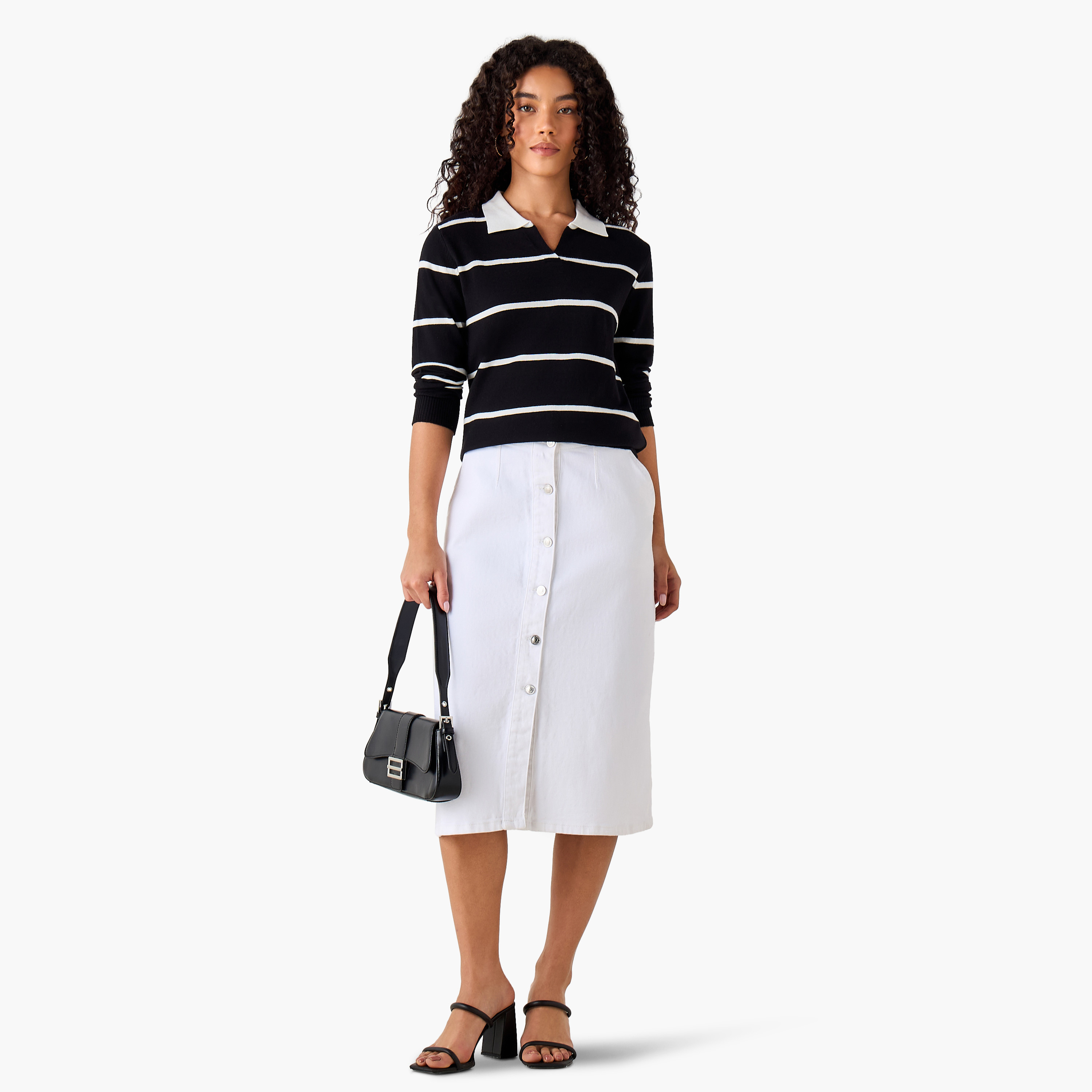 2Xtremz Regular Fit Striped Collared Tricot Sweater